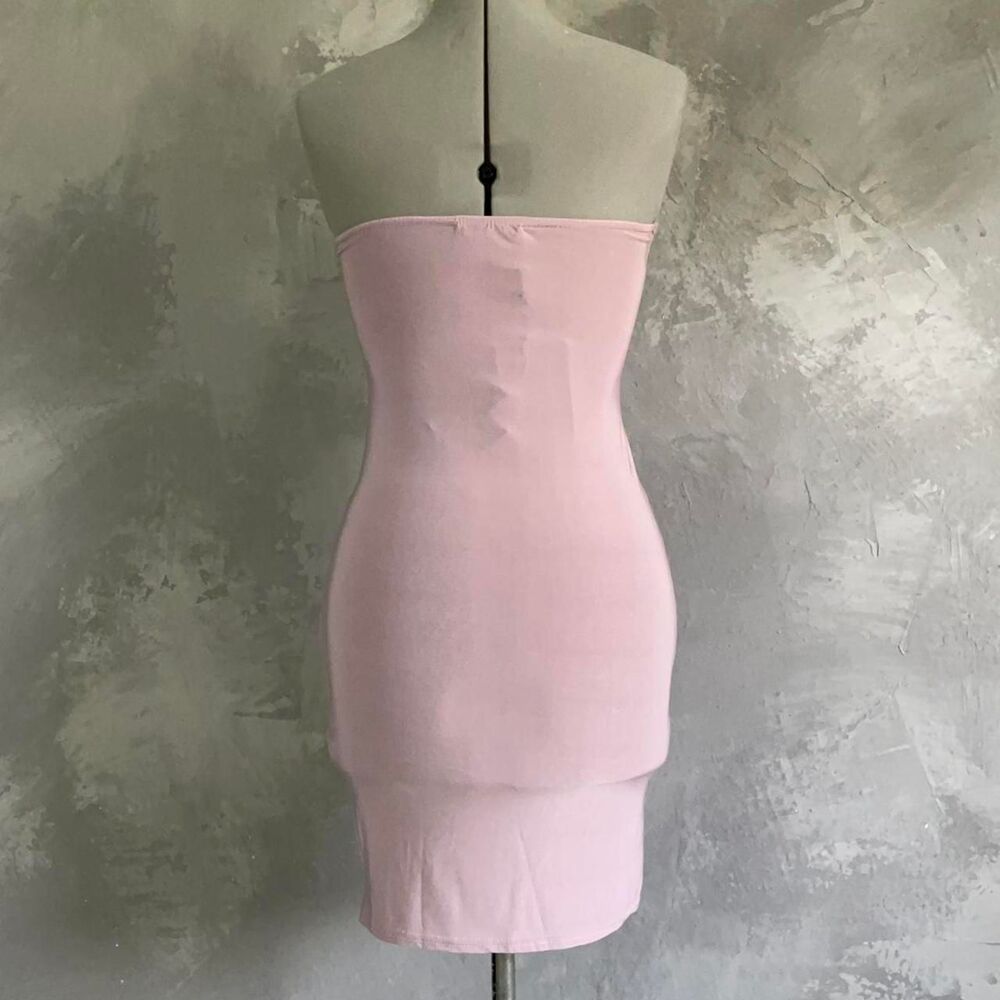 Missguided Strapless Bodycon Dress Blush Pink NWT Size 12 - Picture 3 of 6